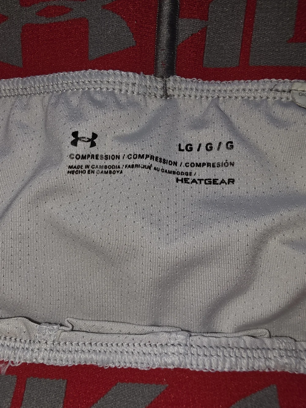 Under Armour Men’s White Compression Boxer Briefs - White with Red Waistband
